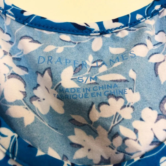 Draper James Floral Bohemian Blue Slip Wide Strap Scoop Neck Mini Dress S NWT - Picture 5 of 7